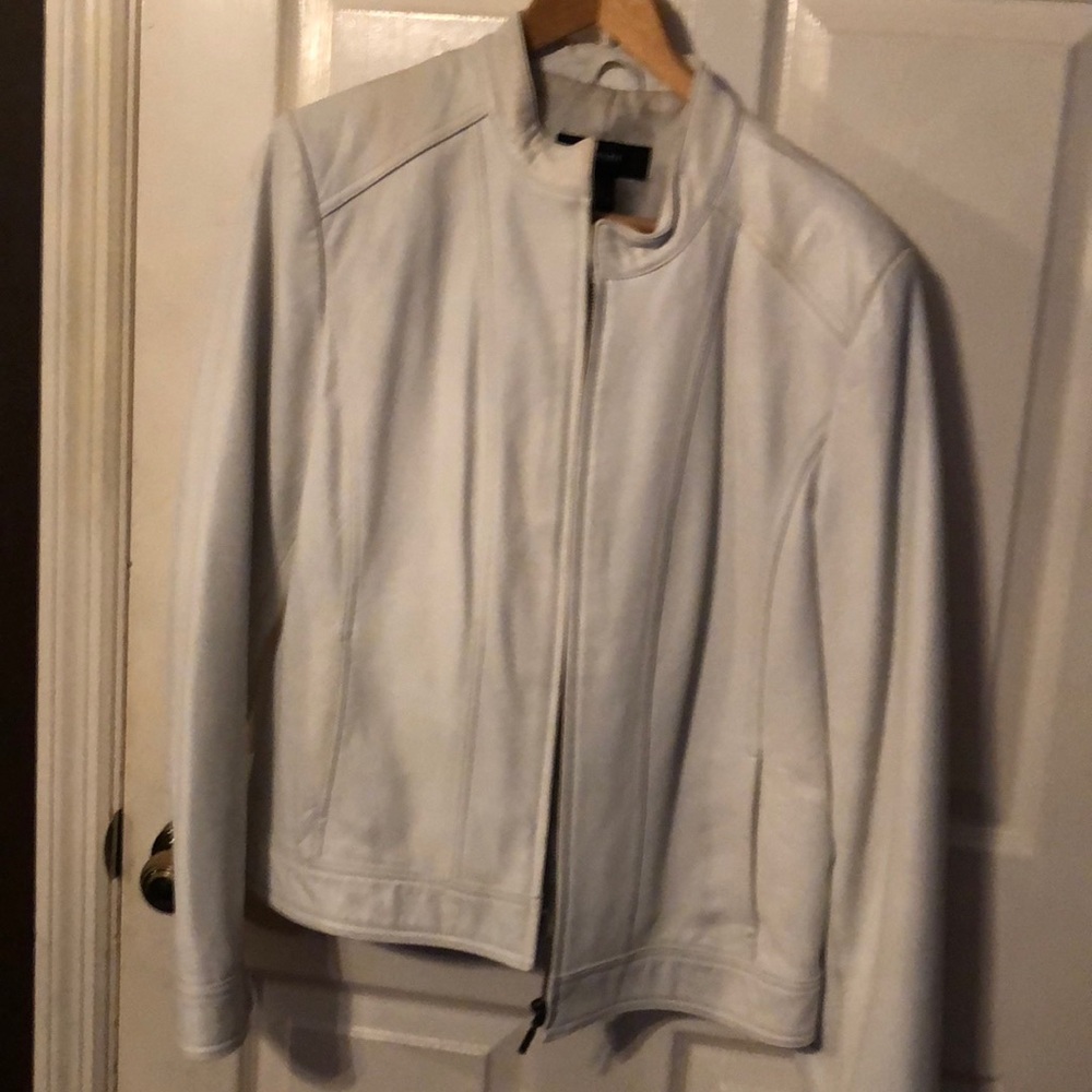 White leather jacket.